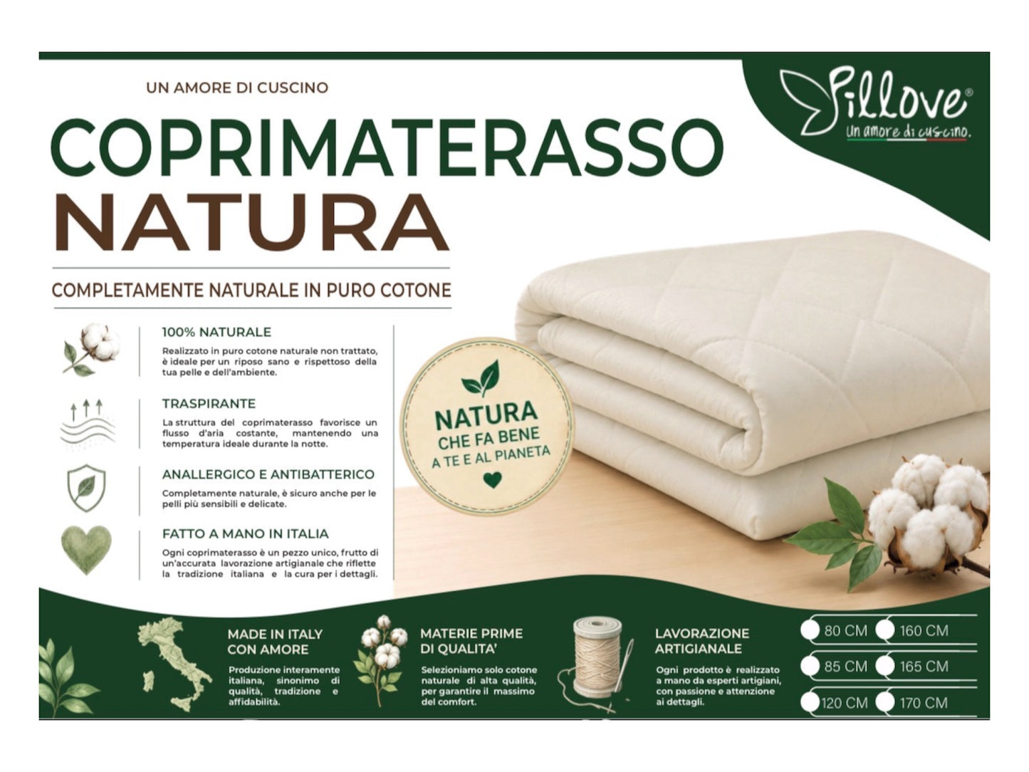 COPRIMATERASSO TRAPUNTATO NATURA